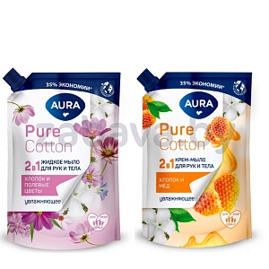Крем-мыло для рук и тела Aura Pure, 450 мл, в ассорт.