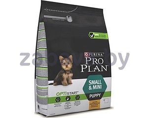 Корм Pro Plan Optistart Small & Mini Puppy для щенков мелких и карликовых пород с курицей и рисом, 7 кг