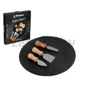 Набор для подачи сыра Perfecto Linea, блюдо сланец, 30 см + 3 ножа