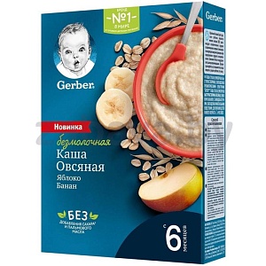 Каша овсяная Gerber, с яблоком и бананом, 180 г