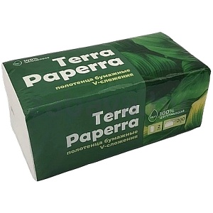 Полотенца бумажн. V-сложения Terra Paperra, целлюлозн., 200 шт.