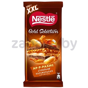 Шоколад Nestle Gold Selection, сол. карамель и арахис, 196 г