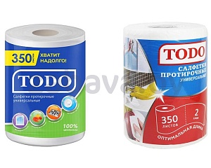 Салфетки протирочные Todo, универсальные, 2 слоя, 1 рулон