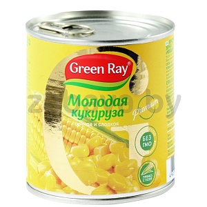 Кукуруза Green Ray, сладкая, 425 мл/340 г