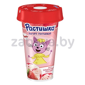 Йогурт питьевой «Растишка», клубничный пломб., 190 г