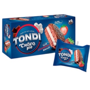 Печенье Tondi, Choco Pie, клубника, 180 г