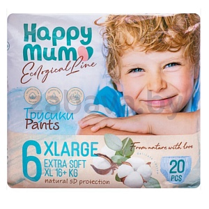 Подгузники детские Happy Mum, 5 (12-25 кг) 24 шт. или 6 (16+ кг) 20 шт.
