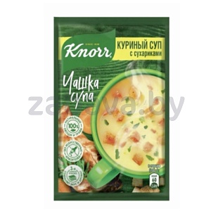 Чашка супа Knorr суп-пюре куриный, с сухариками, 16 г