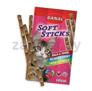 Палочки для кошек с лососем и форелью Sanal Soft Sticks Salmon & Trout, (3 шт.)
