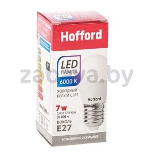 Лампа Hofford, светодиодная, 7W, 6000K, E27, 1 шт.