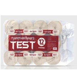 Бумага туалетная Test, однослойная, 12 рул.