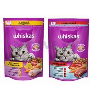 Корм д/кошек Whiskas, подуш., курица-индейка/говядина, 350 г