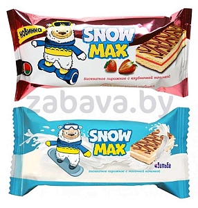 Бисквитное пирожное Snow Max, с клубничной или молочной начинкой, 30 г