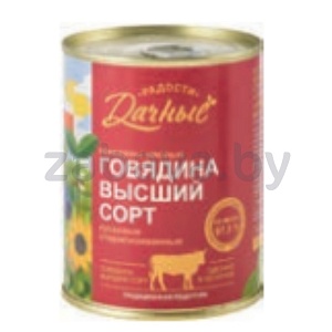 Консервы мясные «Дачные радости», говядина, в/с, РБ, 338 г