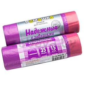 Мешки для мусора «Ромашка», надежные, фиолет., 35 л, 15 шт.