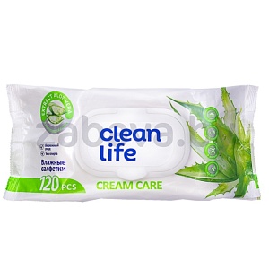 Салфетки влажные Clean Life с экстр. алоэ вера, 120 шт