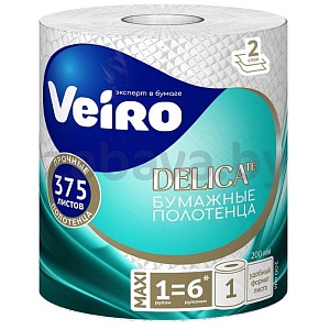 Полотенца бумажные Veiro Delicate, белые, 2 сл., 1 рул.
