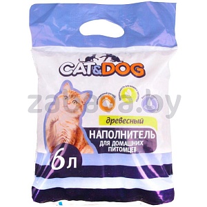 Наполнитель для кошачьего туалета Cat & Dog, древесный, 6 л