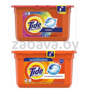 Капсулы для стирки Tide color или альпийская свежесть, 12 шт.