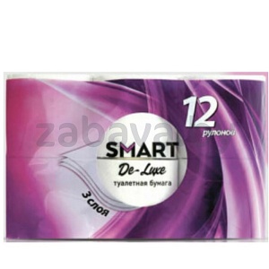 Бумага туалетная Smart De-Luxe, 3 слоя, 12 рулонов
