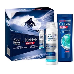 Набор подар. «Дав» и «Клиар», пена д/бритья + шампунь, 200+200 мл