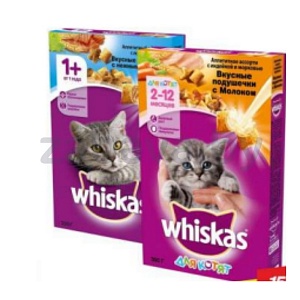 Корм Whiskas для кошек, лосось или индейка-морковь, 350 г