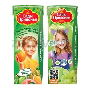 Сок «Сады Придонья», яблоко-виноград или мультифрукт, 200 мл