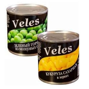 Горошек или кукуруза Veles, 420/400 г