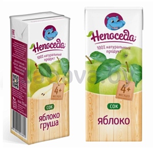 Сок «Непоседа» яблоко или яблоко-груша, 200 г