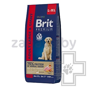 Корм сухой Brit для взрослых собак крупных и гигантских пород, с курицей, 15 кг