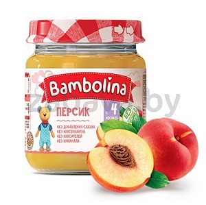 Пюре для детского питания Bambolina, персик, 100 г