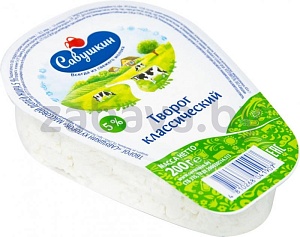 Творог «Савушкин», классический, 5%, 200 г