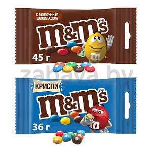 Драже M&M's, криспи, 36 г или шоколад, 45 г