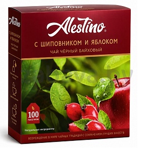 Чай черный Alestino, шиповник-яблоко, 100 пак. по 1,5 г