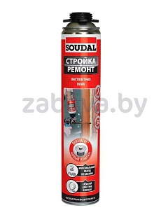 Пена монтажная пистолетная или бытовая Soudal, «Стройка ремонт», 750 мл
