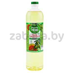 Масло подсолнечное «Здоровое меню», с доб. оливк., раф., 0,9 л