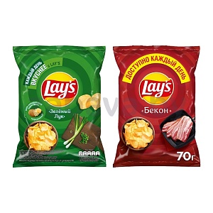 Чипсы Lay's, бекон или молодой зелёный лук, 70 г