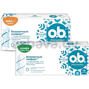 Тампоны o.b. ProComfort, Super или Super Plus, 16 шт.