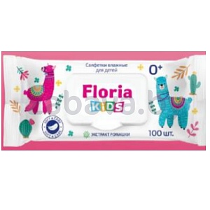 Салфетки влажные Floria Kids, ромашка, 100 шт.