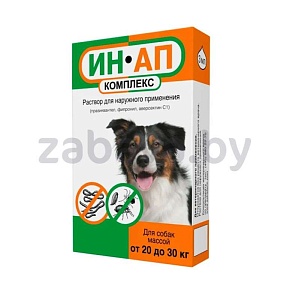 Капли на холку от глистов, блох и клещей для собак «ИН-АП комплекс», 20-30 кг