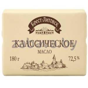 Масло сладкослив. «Брест-Литовск», классическое, 72,5%, 180 г