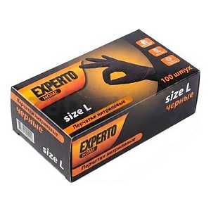Перчатки нитриловые Experto Home, р. L, черные, 100 шт.