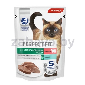 Корм для кошек Perfect Fit, говядина, паштет, 75 г