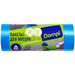 Пакеты для мусора Dompi, 35 л, 30 шт., суперпрочные