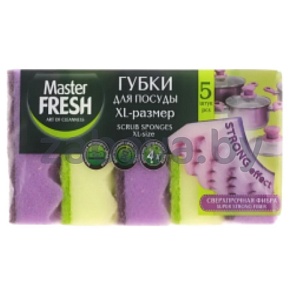 Губки д/мытья посуды Master Fresh Strong Effect, размер XL, 5 шт., 1 уп.