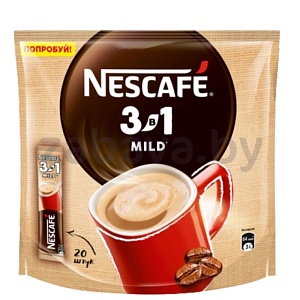 Напиток кофейный Nescafe Mild 3 в 1, мягкий, раствор., 20 пак., 290 г