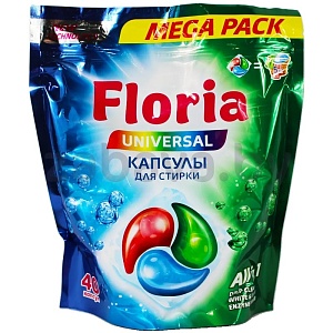 Капсулы для стирки белья Floria Universal pro, универс., 40 шт.