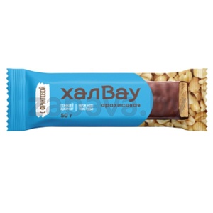 Халва арахис. «Халвау», глазиров., с фруктозой, РФ, 50 г