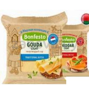 Сыр п/тв Bonfesto, Cheddar/Gouda Light, 150/140 г