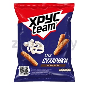 Сухарики хрустящие "Хрусteam", кальмара, 60 г